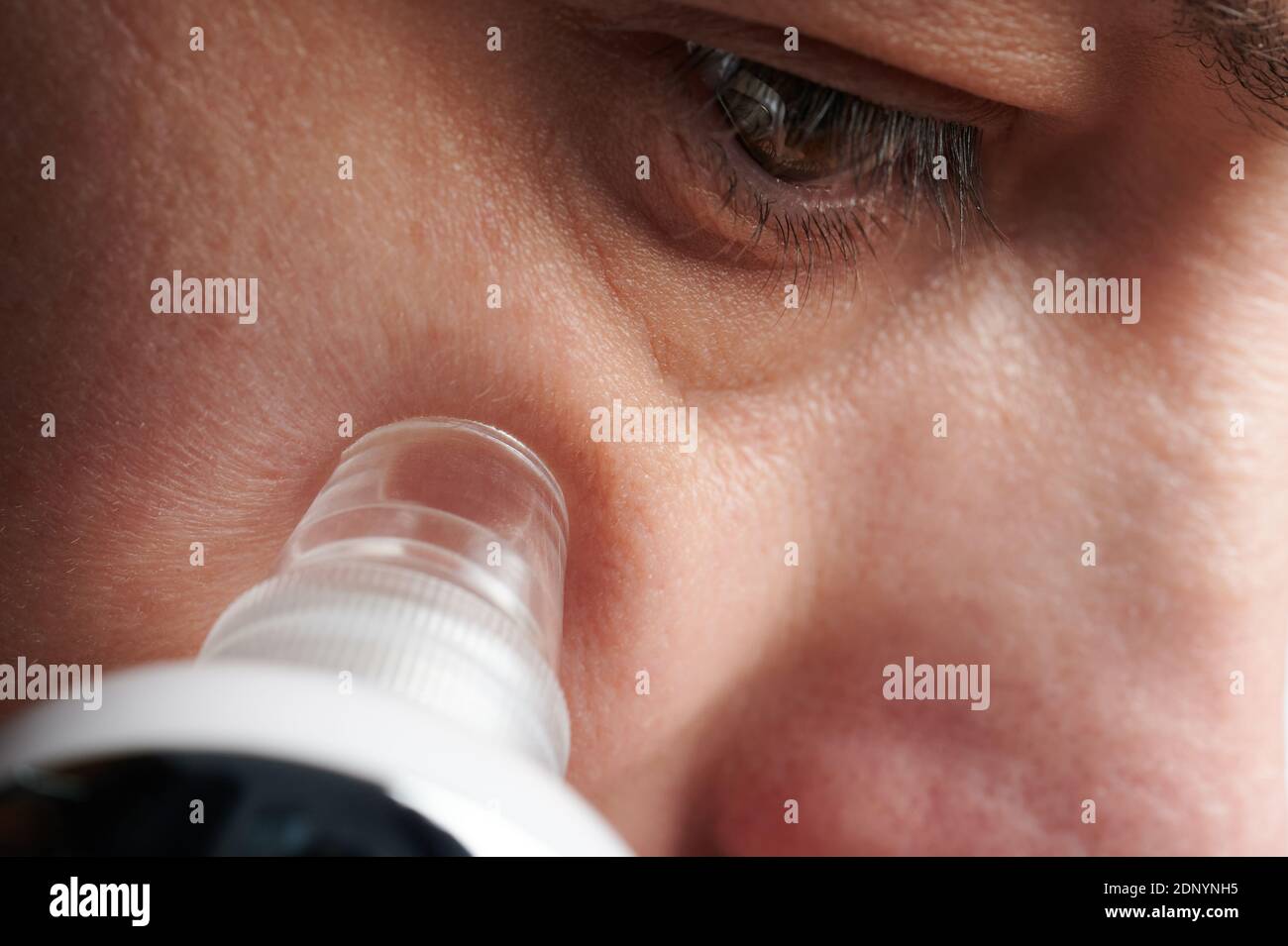 Skin age  therapy theme. Cleaning skin on man face Stock Photo