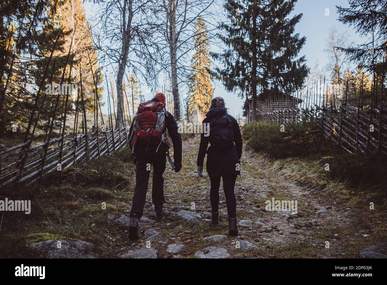 Low angle view of two hikers Stock Photo