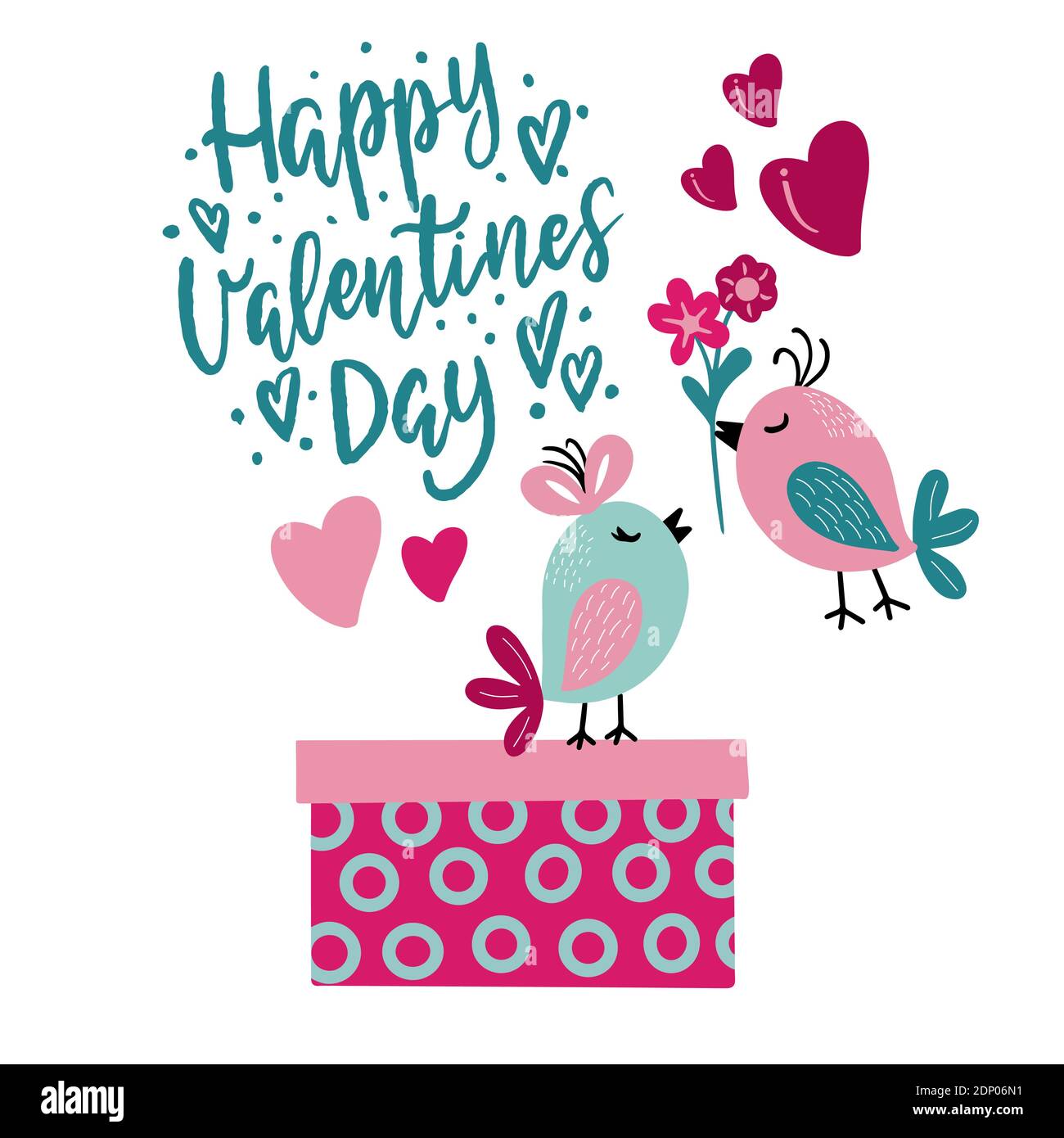 happy valentines day cute gift box with dots and sweet cookies vector  illustration Stock Vector Image & Art - Alamy