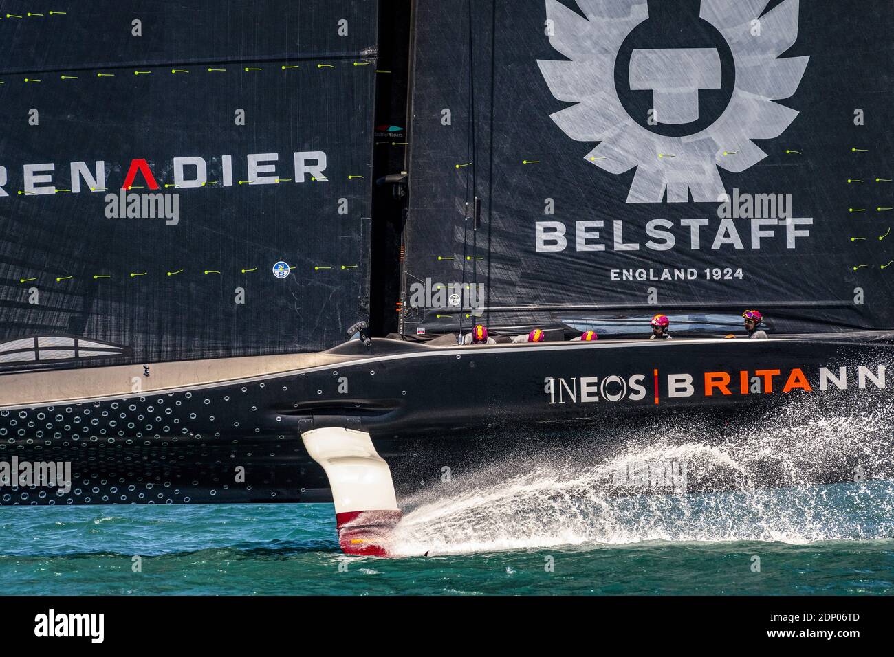 INEOS Team UK Britannia helmed by Sir Ben Ainslie during Official practice ahead of the Prada Christmas Cup on dÃ©cember 15 2020, Auckland, New Zealand. Photo: Chris Cameron / DPPI / LM Stock Photo