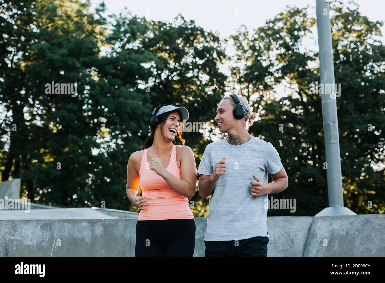 Couple jogging together Stock Photo