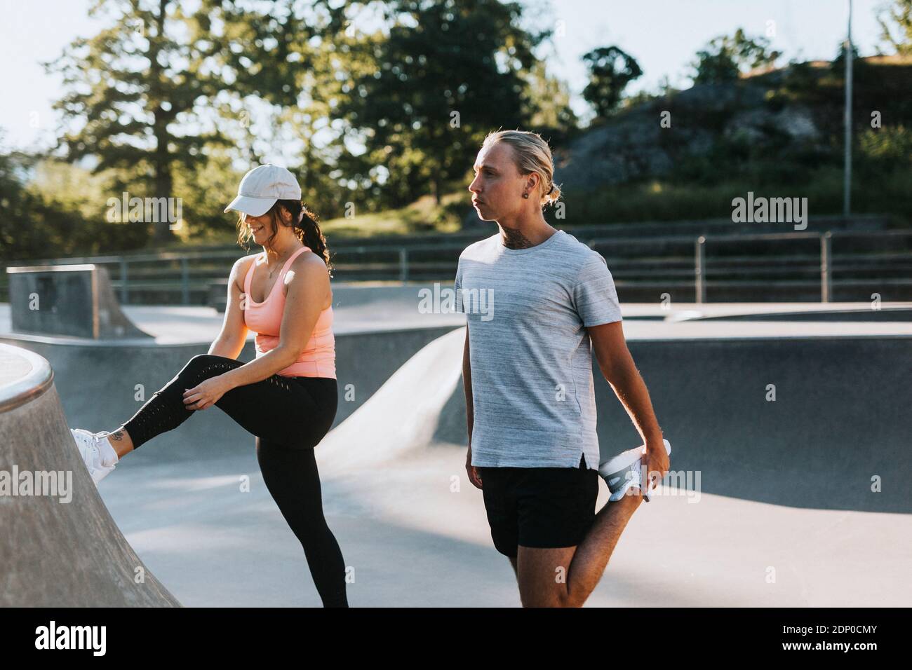 Couple exercising together Stock Photo