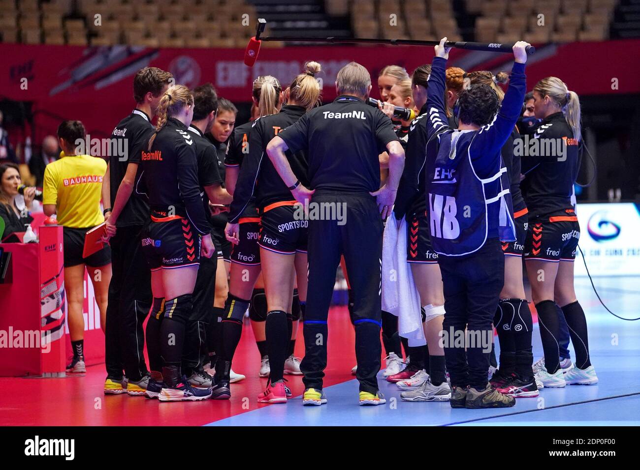 HERNING, DENMARK - DECEMBER 18: Team of The Netherlands during the Women's EHF Euro 2020 match between Russia and The Netherlands at Jyske Bank Boxen Stock Photo