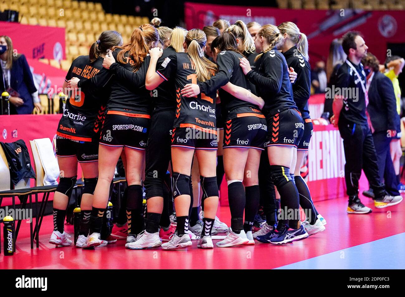 HERNING, DENMARK - DECEMBER 18: Team of The Netherlands during the Women's EHF Euro 2020 match between Russia and The Netherlands at Jyske Bank Boxen Stock Photo