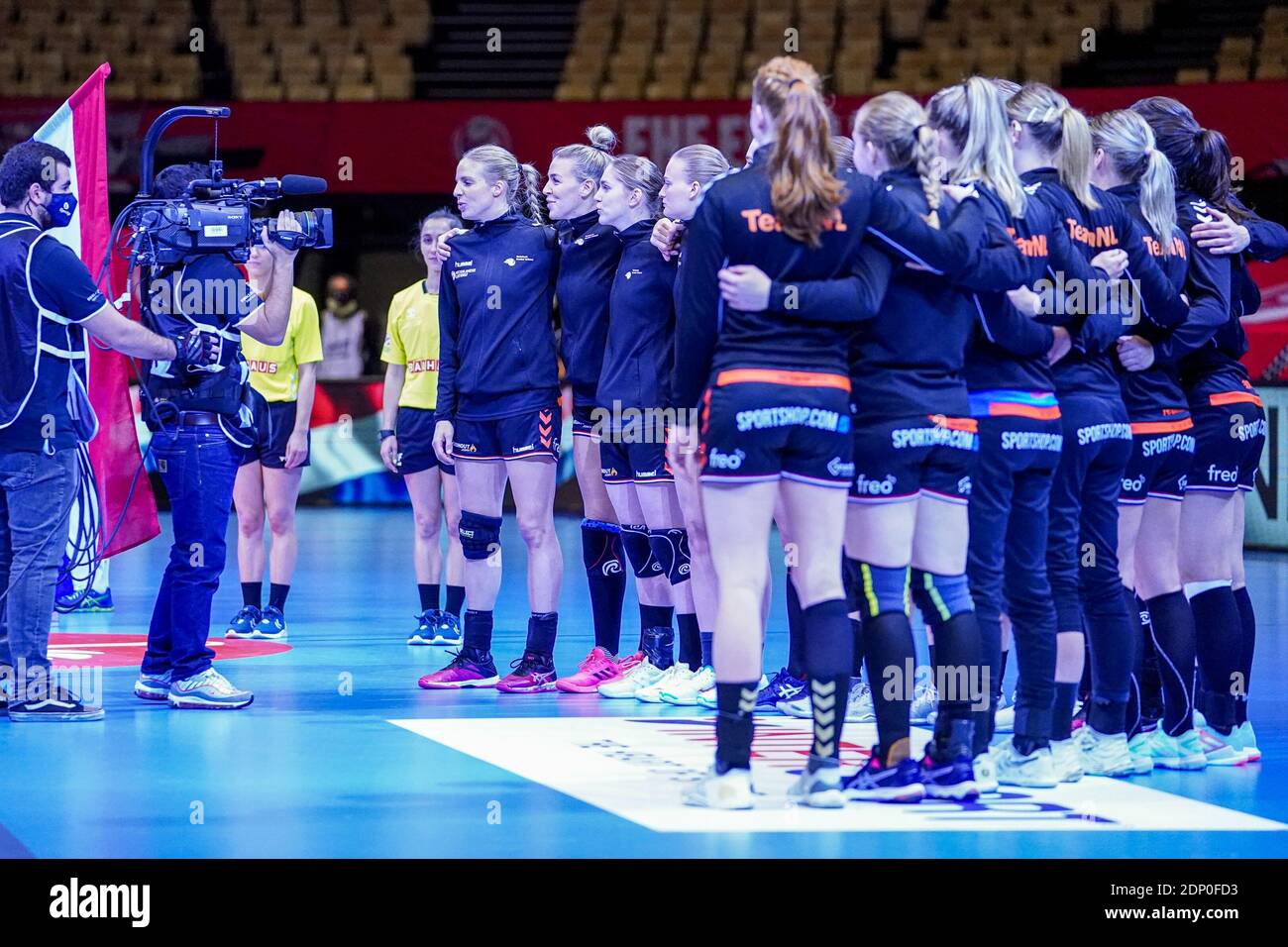 HERNING, DENMARK - DECEMBER 18: Team of The Netherlands during the Women's EHF Euro 2020 match between Russia and The Netherlands at Jyske Bank Boxen Stock Photo