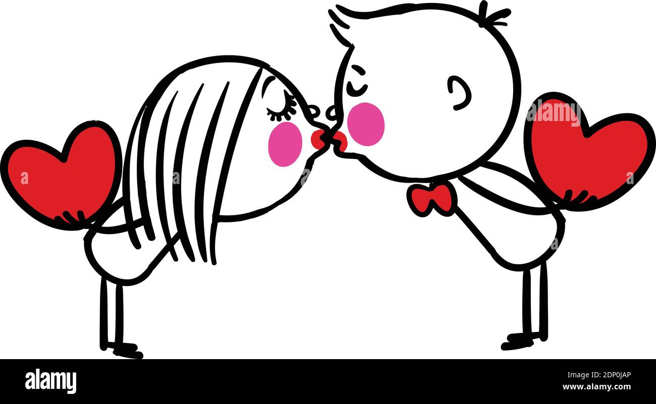 Cute Couple Kissing Valentines Day Romance illustration Stock Vector ...