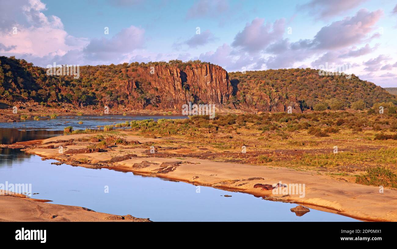 evening light at landscape at Olifants at Kruger National Park, Sou Stock Photo