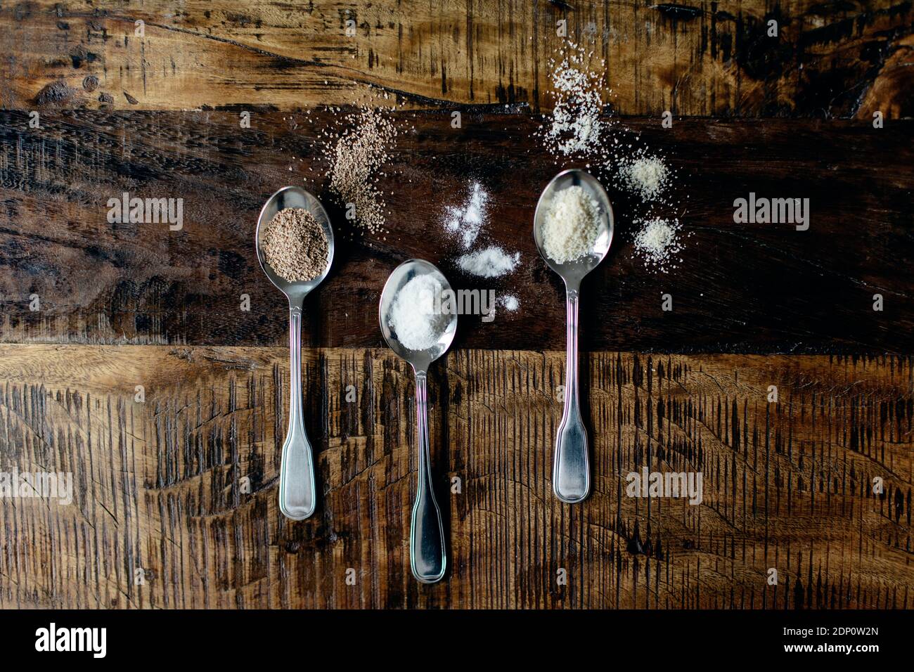 Spices on spoons Stock Photo