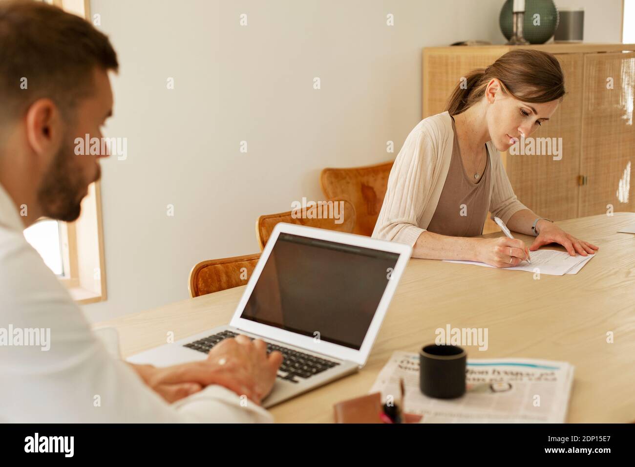 Couple working from home Stock Photo