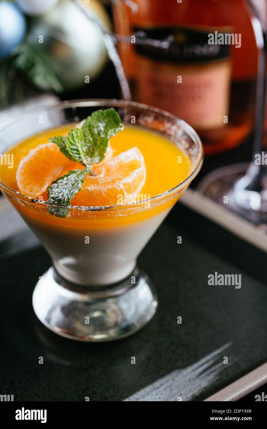 orange dessert on the new year's table Stock Photo