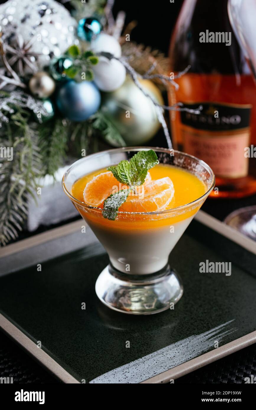 orange dessert on the new year's table Stock Photo