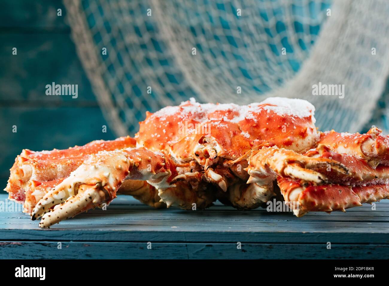 large frozen crab on a Board Stock Photo