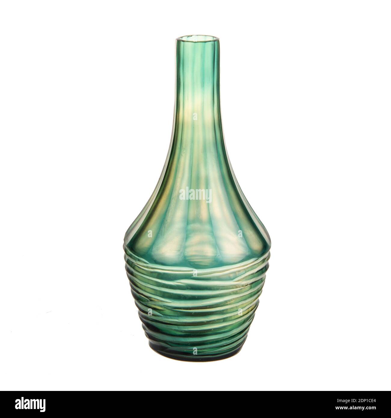 decorative colored glass vase on white background isolated Stock Photo