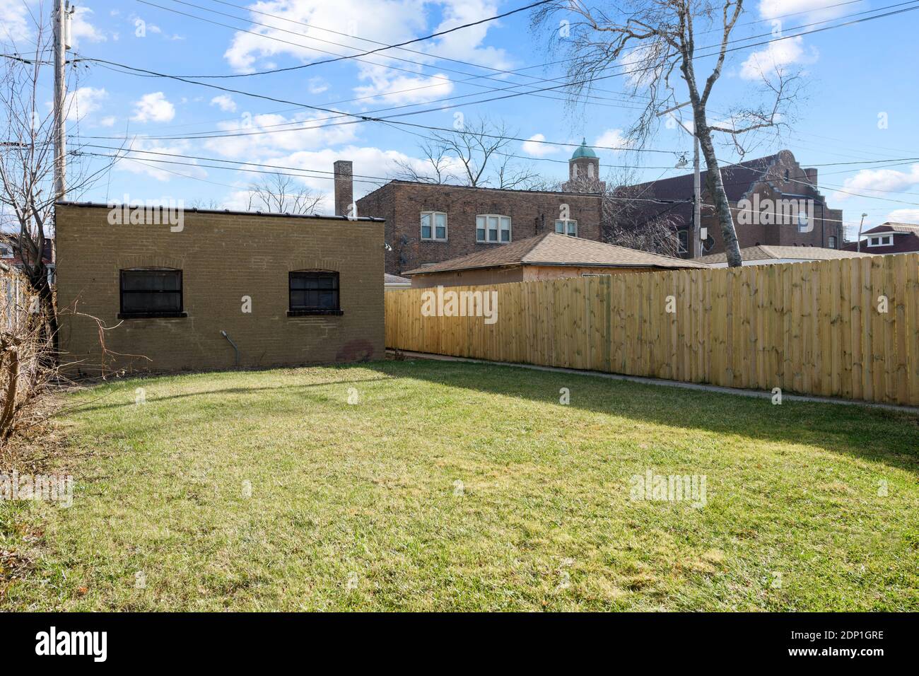 Back yard of bungalow on south side Stock Photo