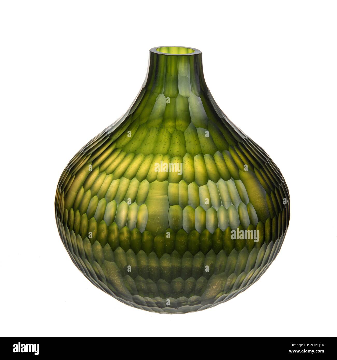 decorative colored glass vase on white background isolated Stock Photo