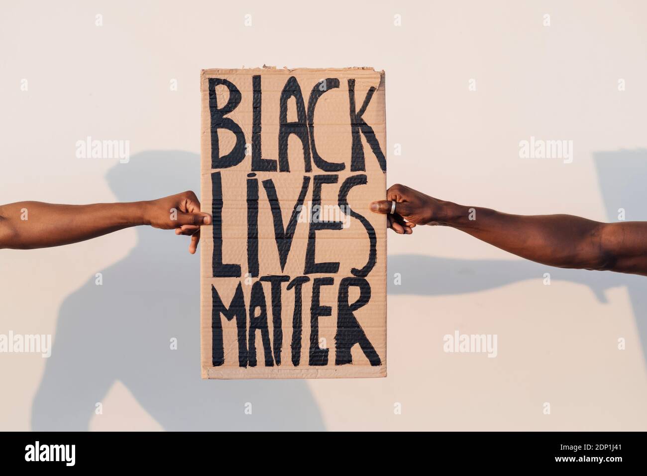 Hands holding Black Lives Matter sign Stock Photo