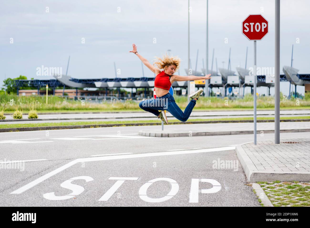 Dancer in urban area. Udine, Italy. Stock Photo