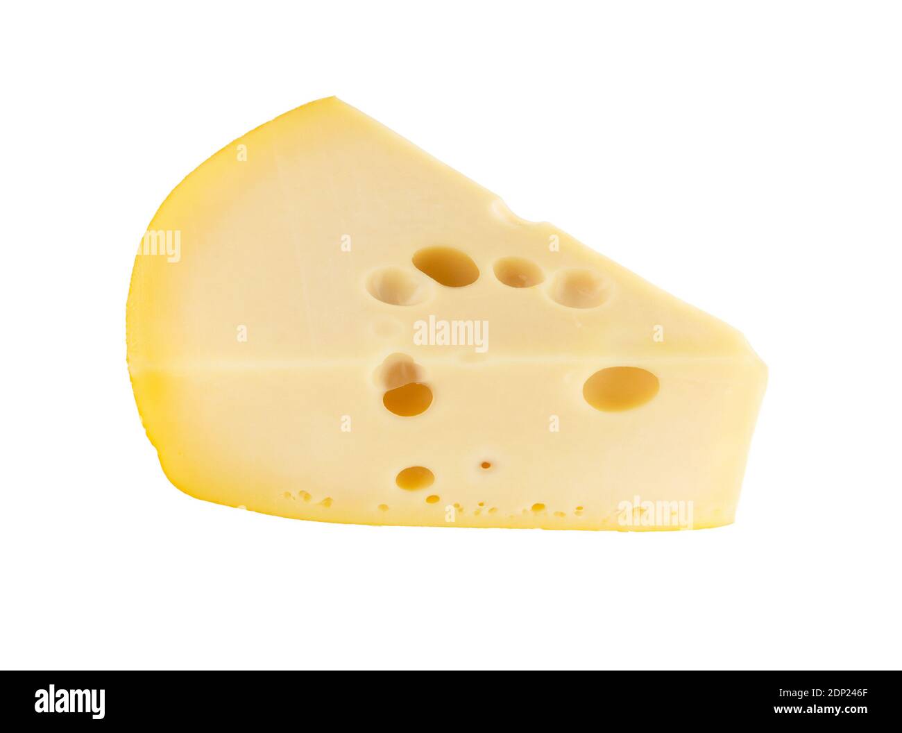Cheese cut out. Piece of cheese isolated on white background. Stock Photo