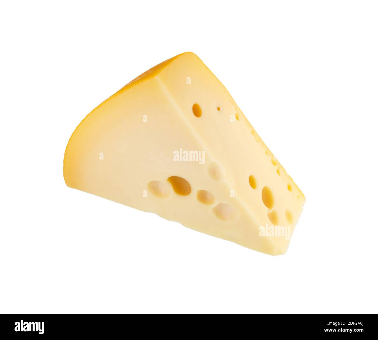 Cheese cut out. Piece of cheese isolated on white background. Stock Photo