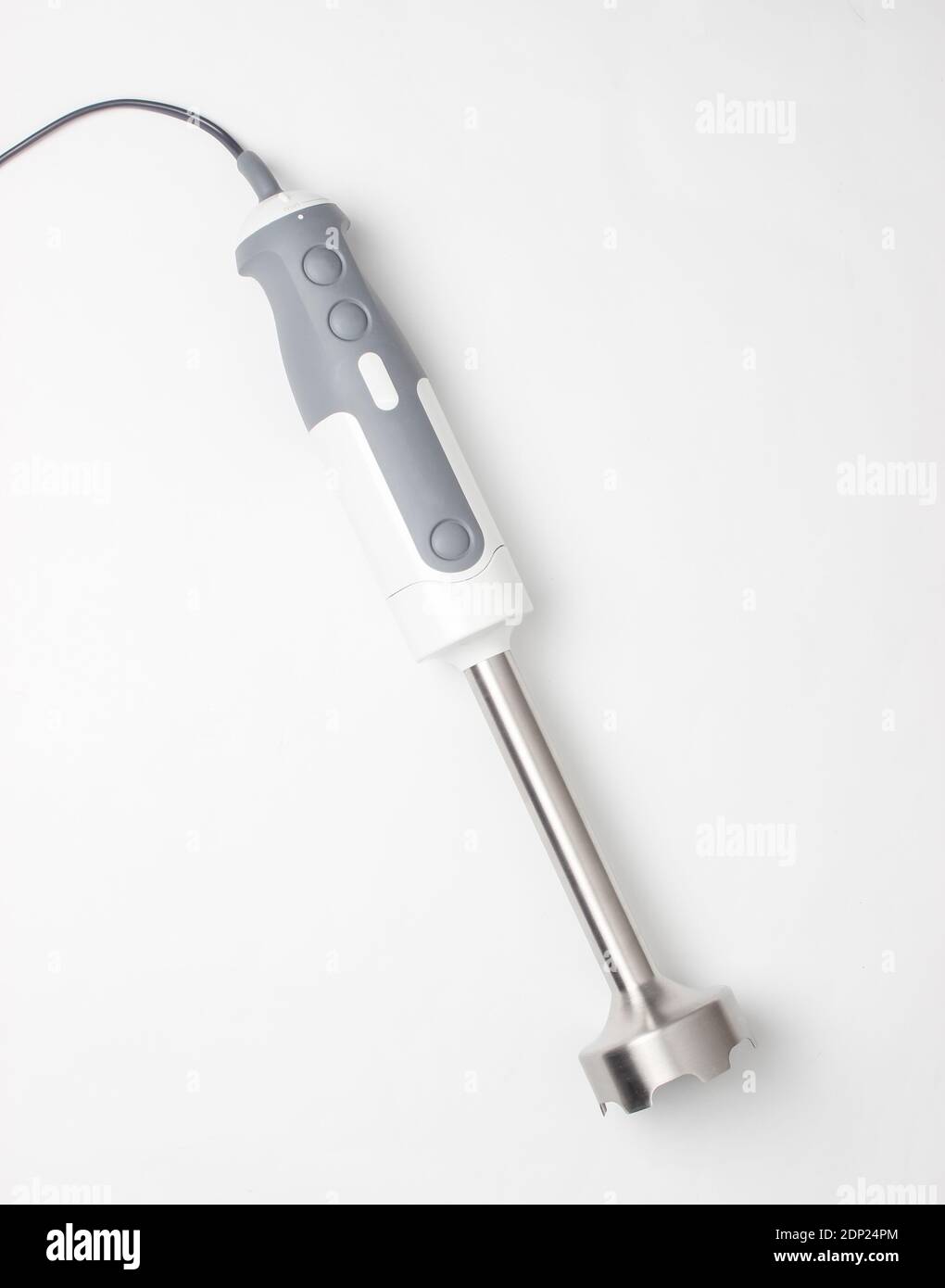 Electric hand blender on white background. Top view Stock Photo