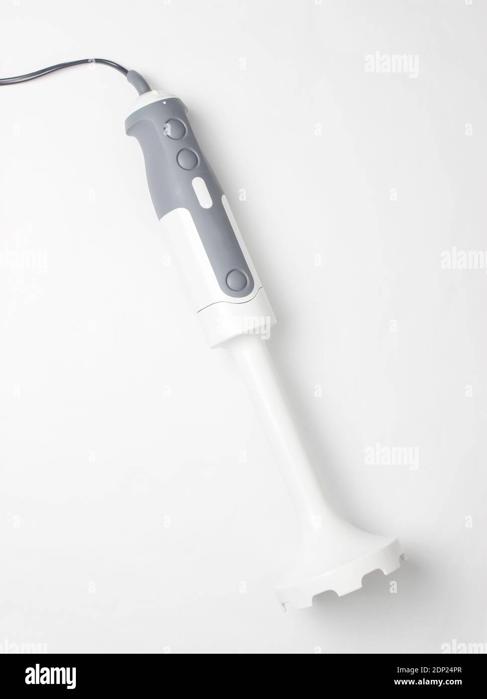 Electric hand blender on white background. Top view Stock Photo