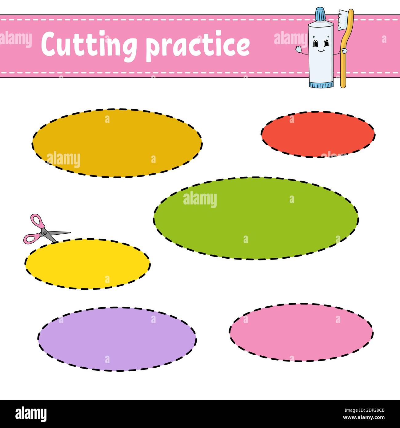 Cutting practice for kids. Education developing worksheet. Activity ...