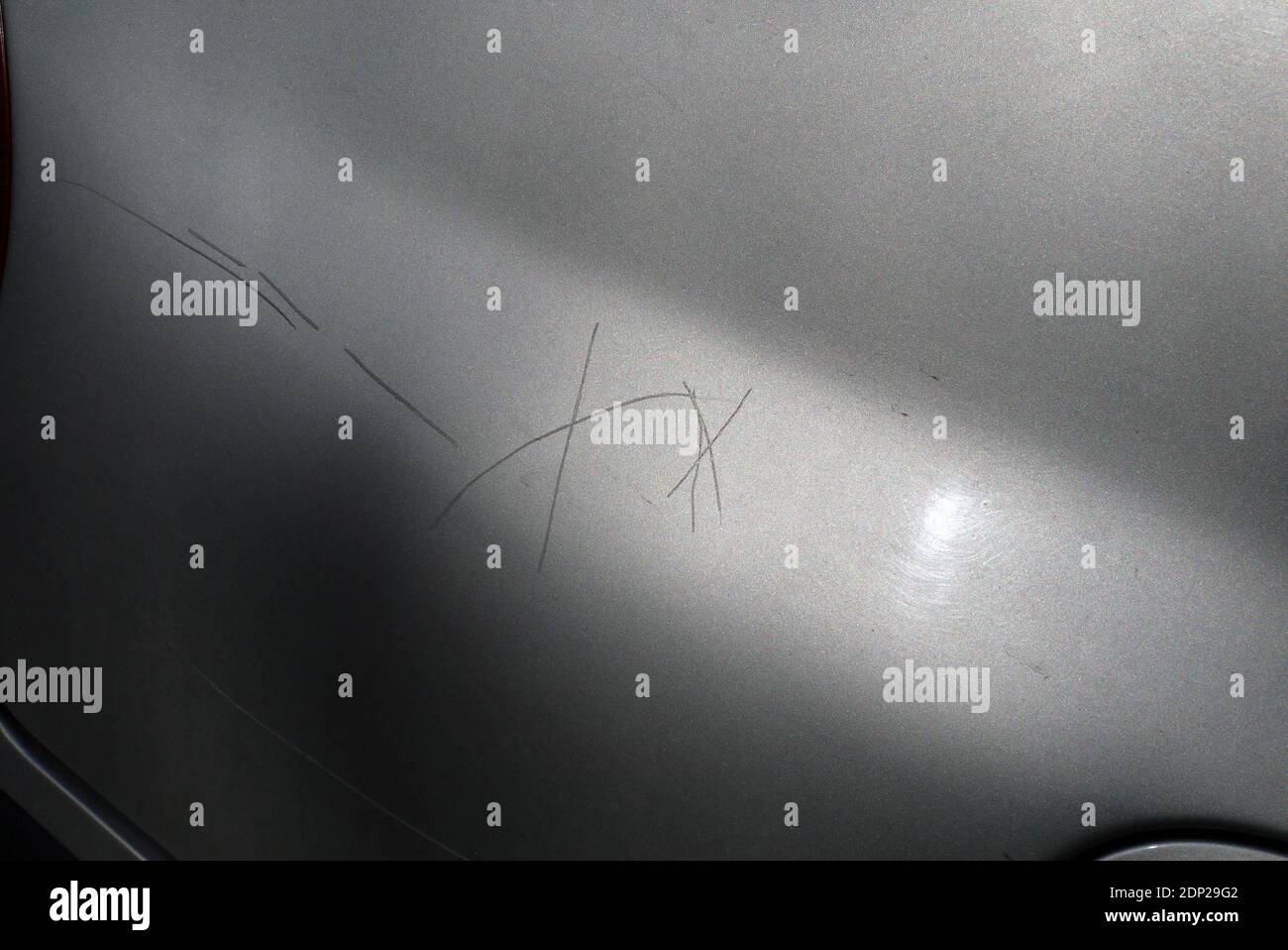 a scratched car hood, deep hood scratch Stock Photo Alamy