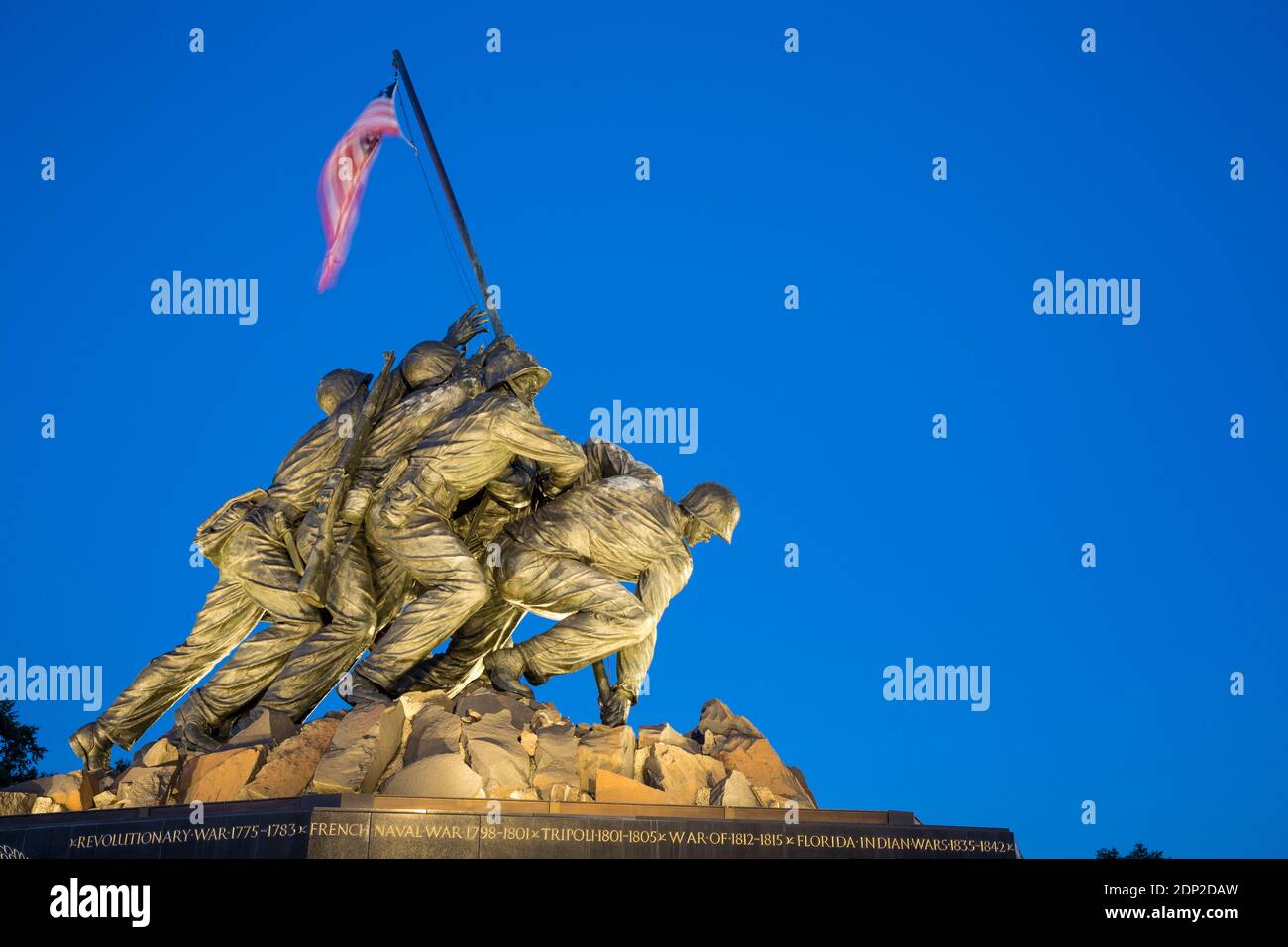 Arlington, Virginia.  Iwo Jima Memorial to the U.S. Marines by Felix Weihs de Weldon.  United States Marine Corps War Memorial. Stock Photo