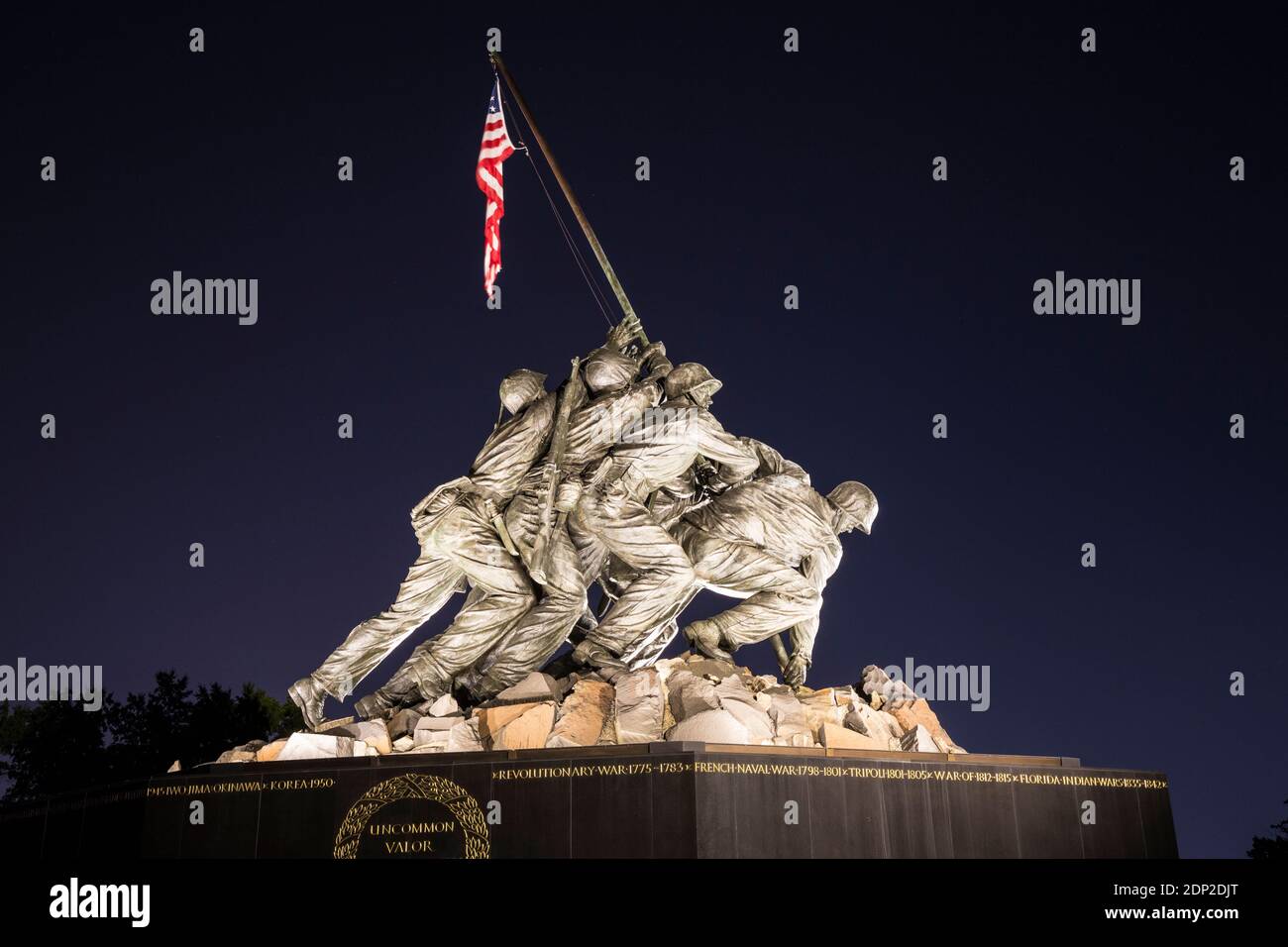 Arlington, Virginia.  Iwo Jima Memorial to the U.S. Marines by Felix Weihs de Weldon.  United States Marine Corps War Memorial. Stock Photo
