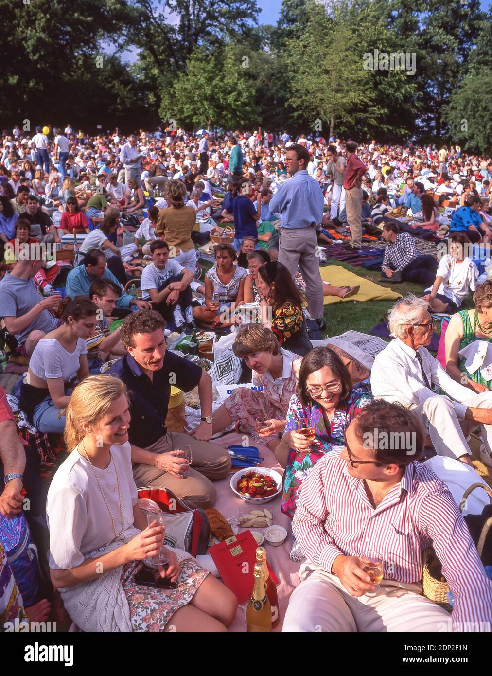 Picnics at 'Live by the Lake' Concert, Kenwood House, Hampstead Heath, Hampstead, Borough of Camden, Greater London, England, United Kingdom Stock Photo