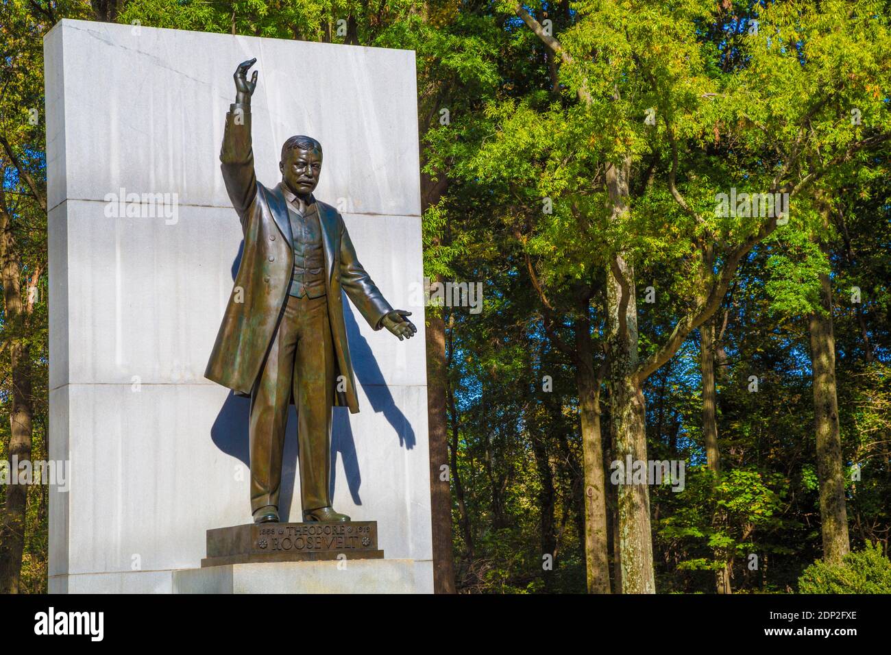 Theodore Roosevelt Memorial,  Theodore Roosevelt Island, Washington DC, USA.  Sculptor Paul Manship. Stock Photo