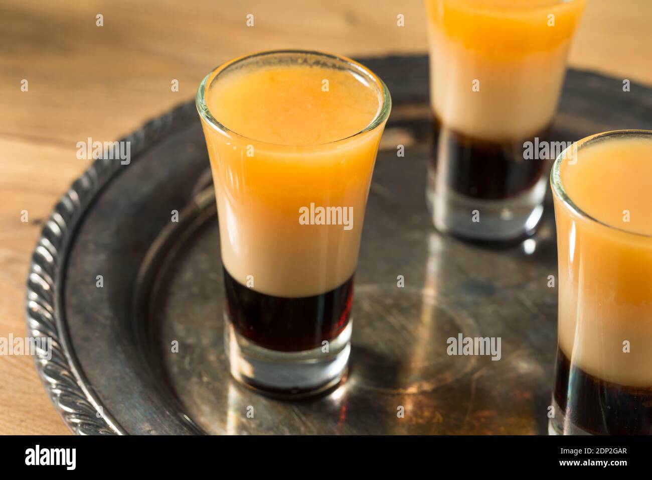 Boozy Layered B52 Shot Cocktail Ready to Drink Stock Photo