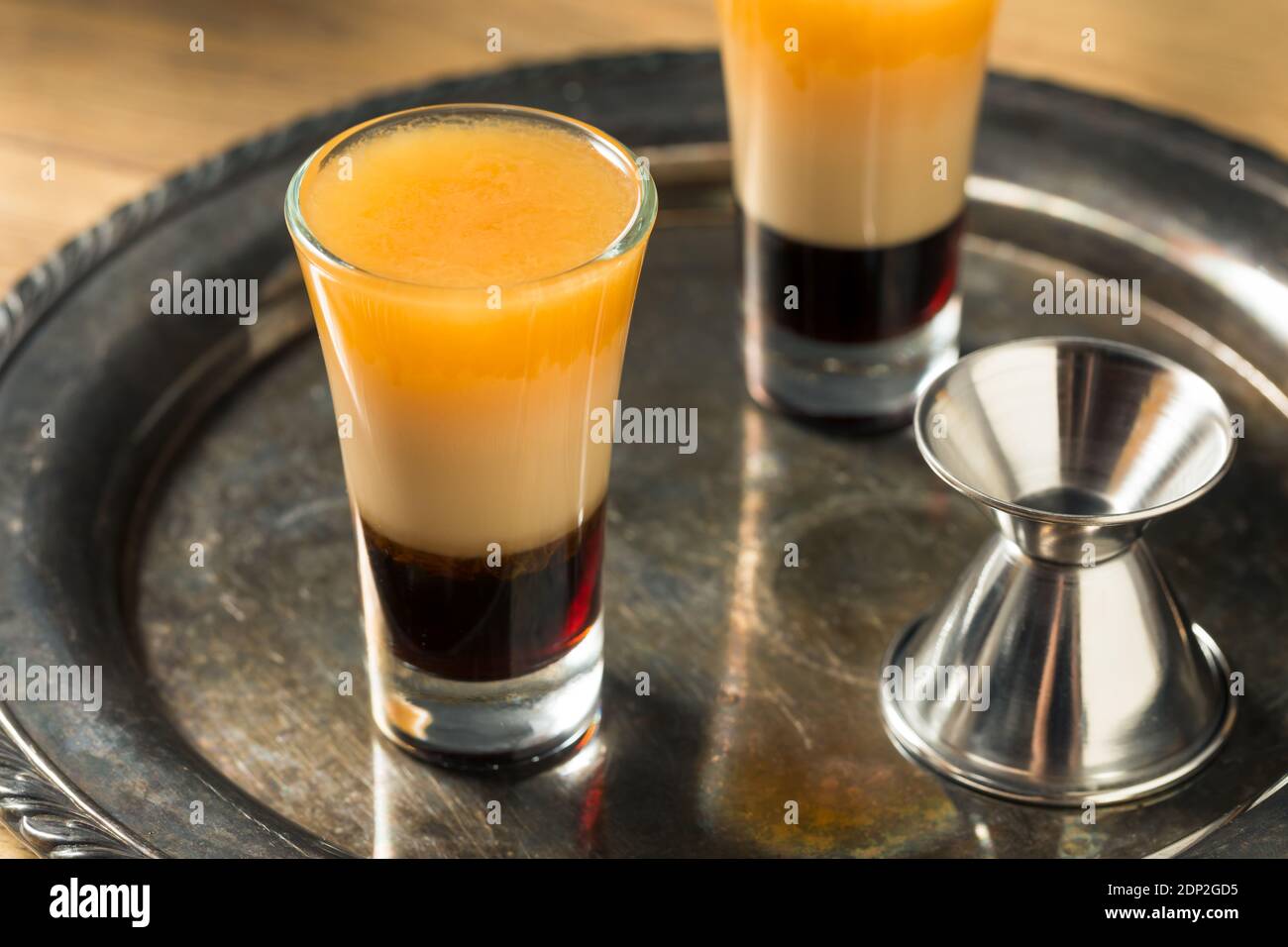 Boozy Layered B52 Shot Cocktail Ready to Drink Stock Photo