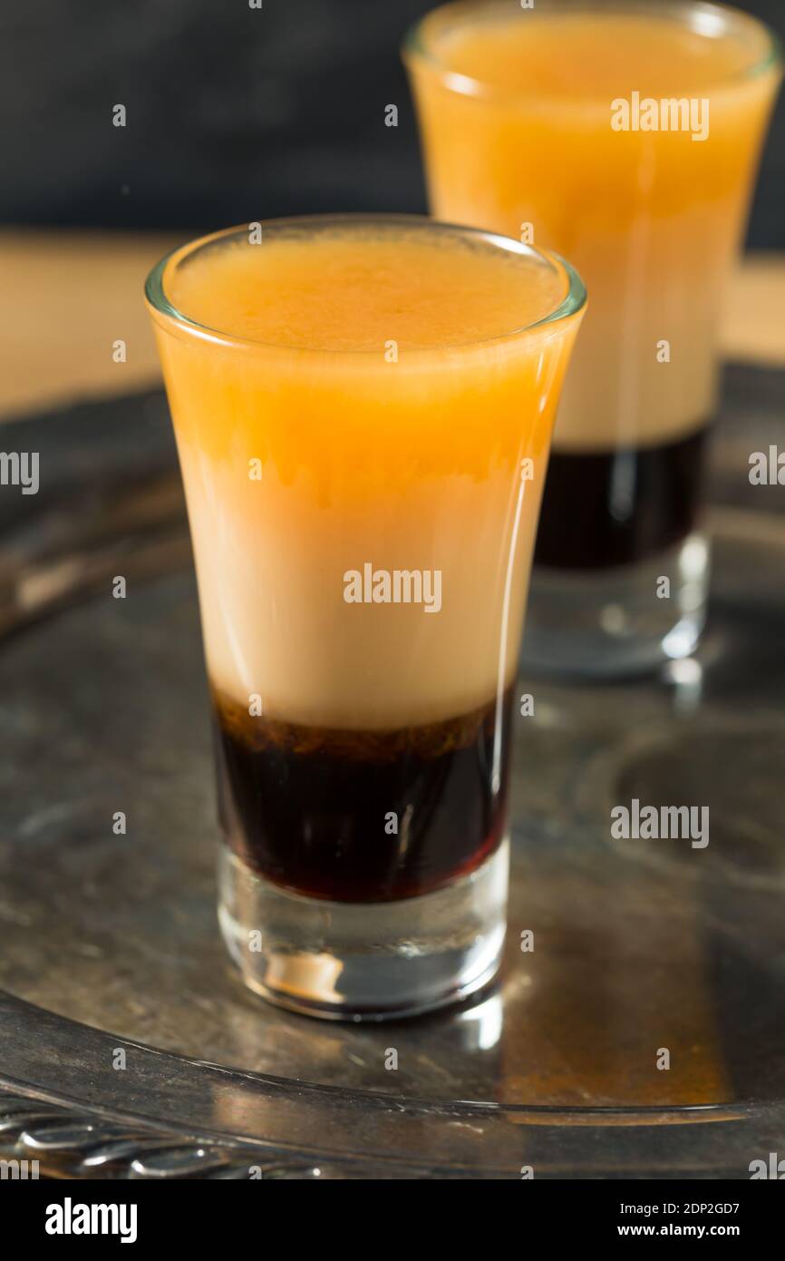Boozy Layered B52 Shot Cocktail Ready to Drink Stock Photo