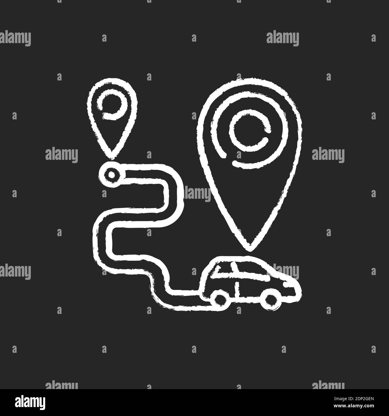 One way carsharing chalk white icon on black background Stock Vector