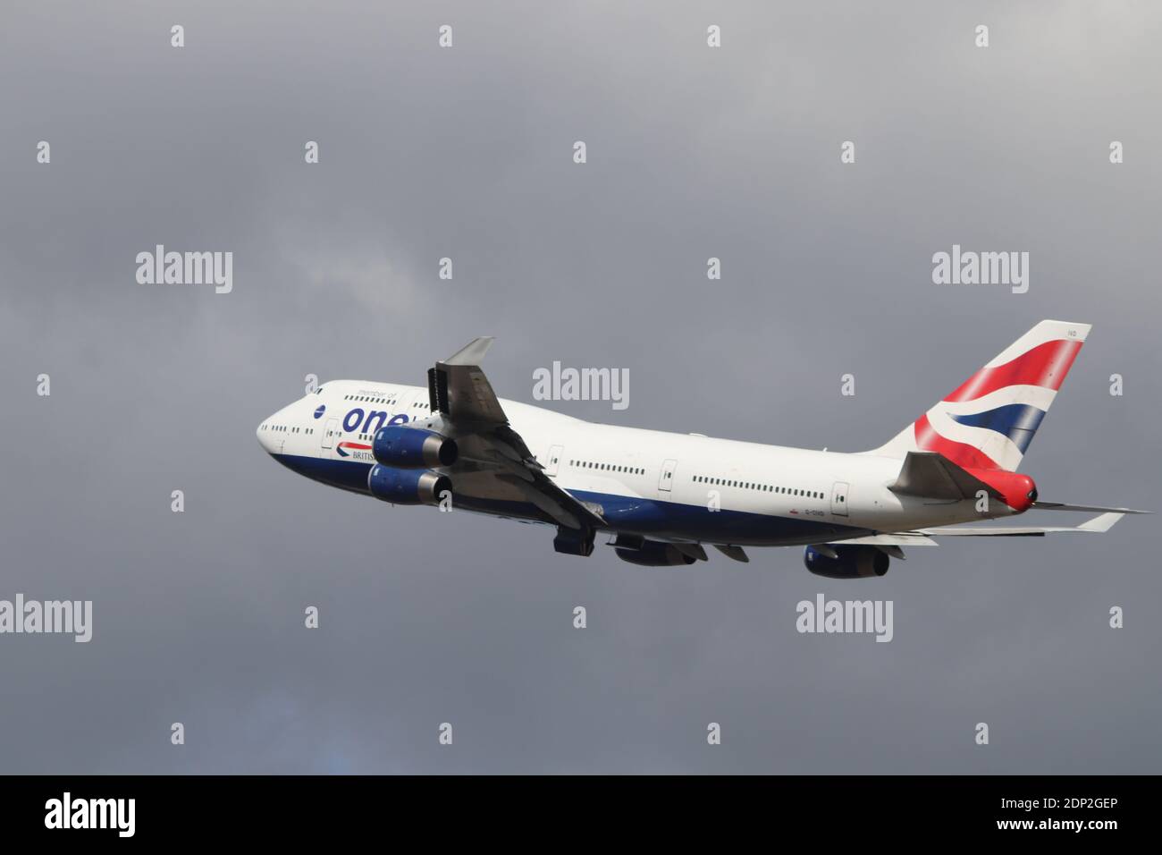 British Airways Boeing 747 departing Heathrow Airport Stock Photo