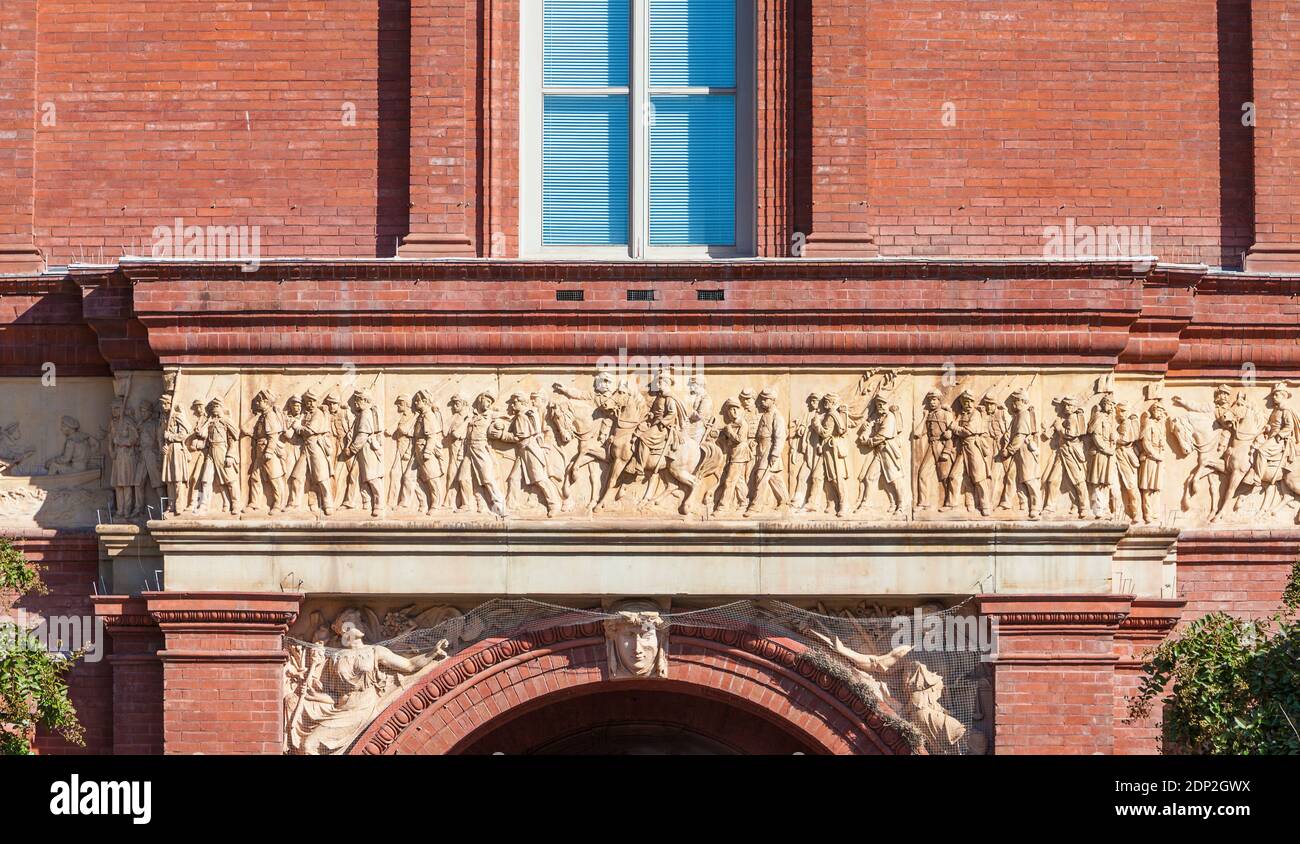 Washington, DC.  National Building Museum, Terra Cotta Frieze by Caspar Buberl  Dating from 1883. Stock Photo