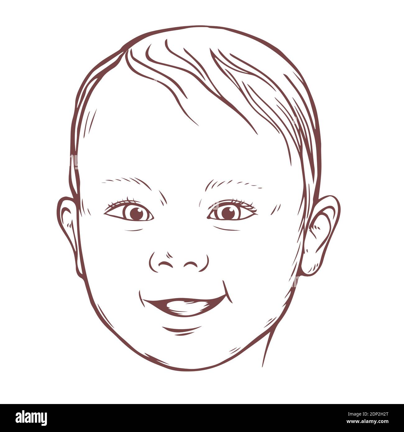 Cute smiling baby. Happy face of a child. Vector sketch ...
