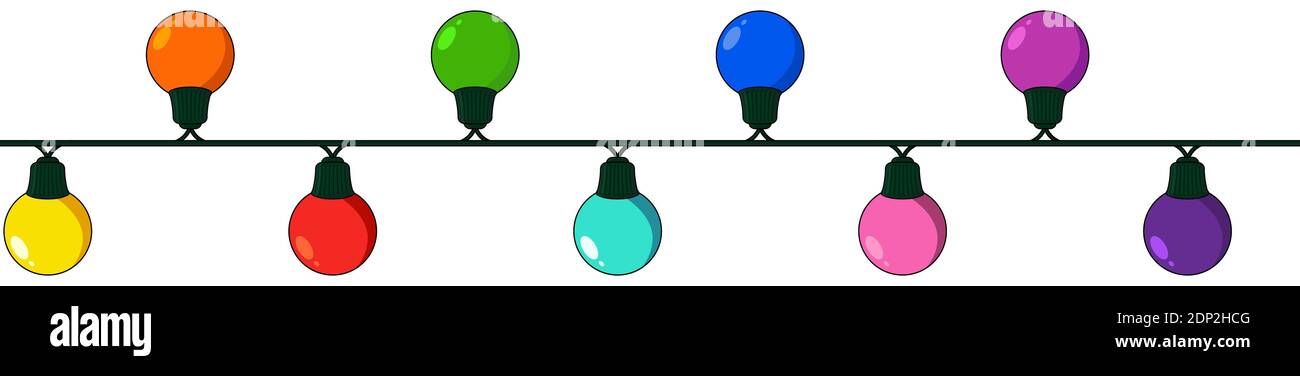 Holiday Clipart: Swirly Strand or String of Christmas Light Bulbs