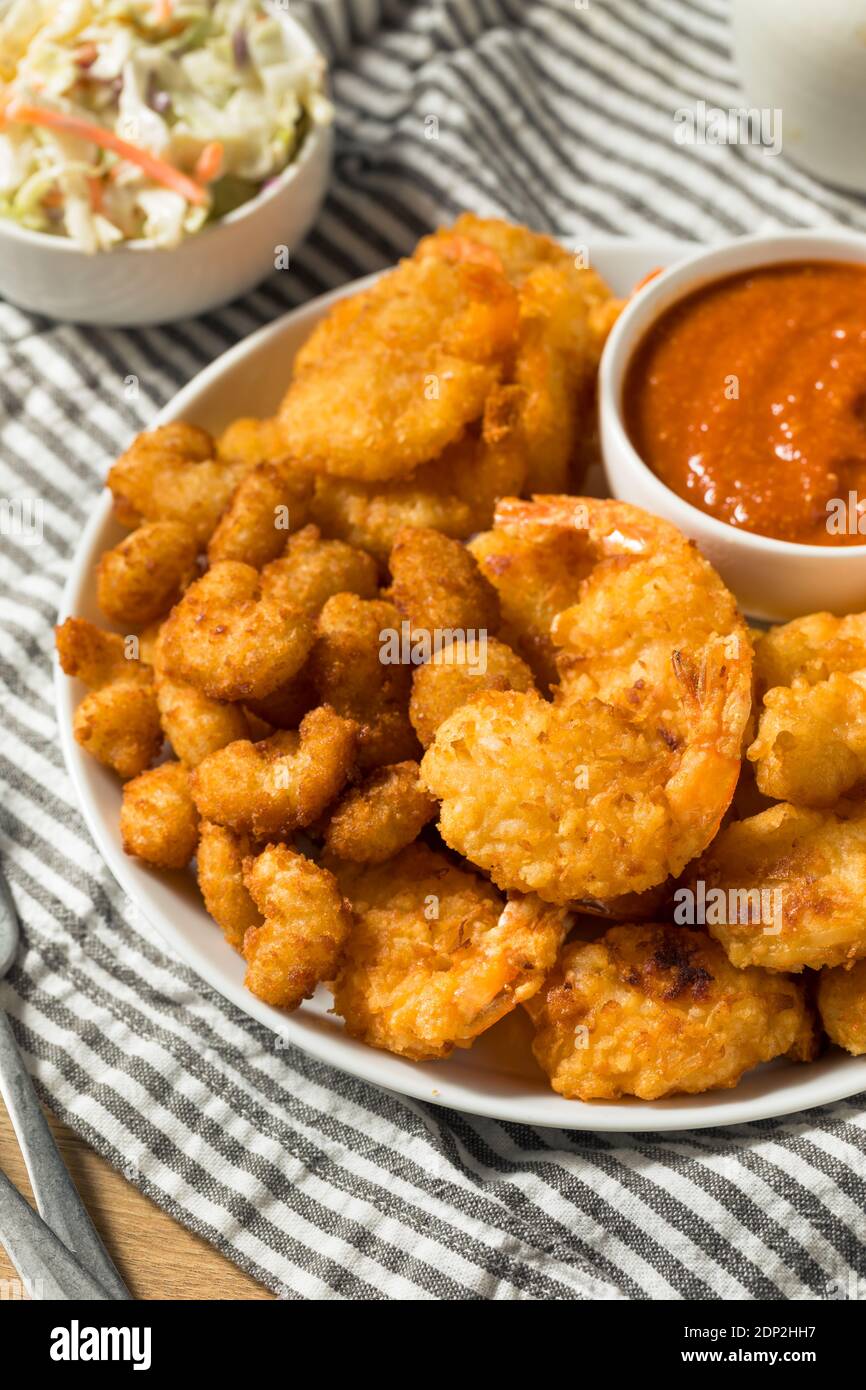 Homemade Deep Fried Shrimp Platter with Cocktail Sauce Stock Photo Alamy