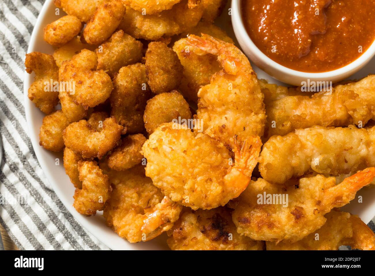 Homemade Deep Fried Shrimp Platter with Cocktail Sauce Stock Photo Alamy