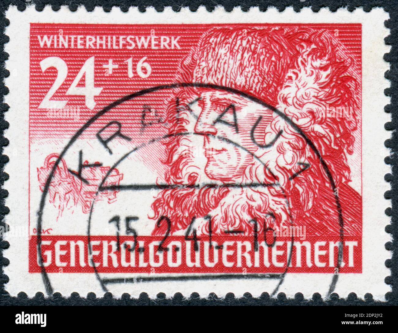 GERMANY - CIRCA 1940: Postage stamp printed in Germany (General Government, Poland), shown the German Peasant, circa 1940 Stock Photo