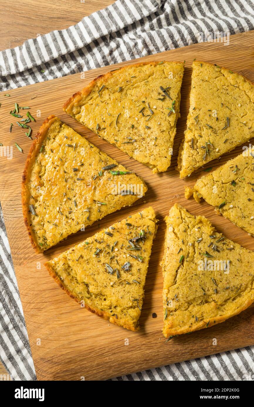 Homemade Italian Chickpea Socca Flatbread with Rosemary and Olive Oil