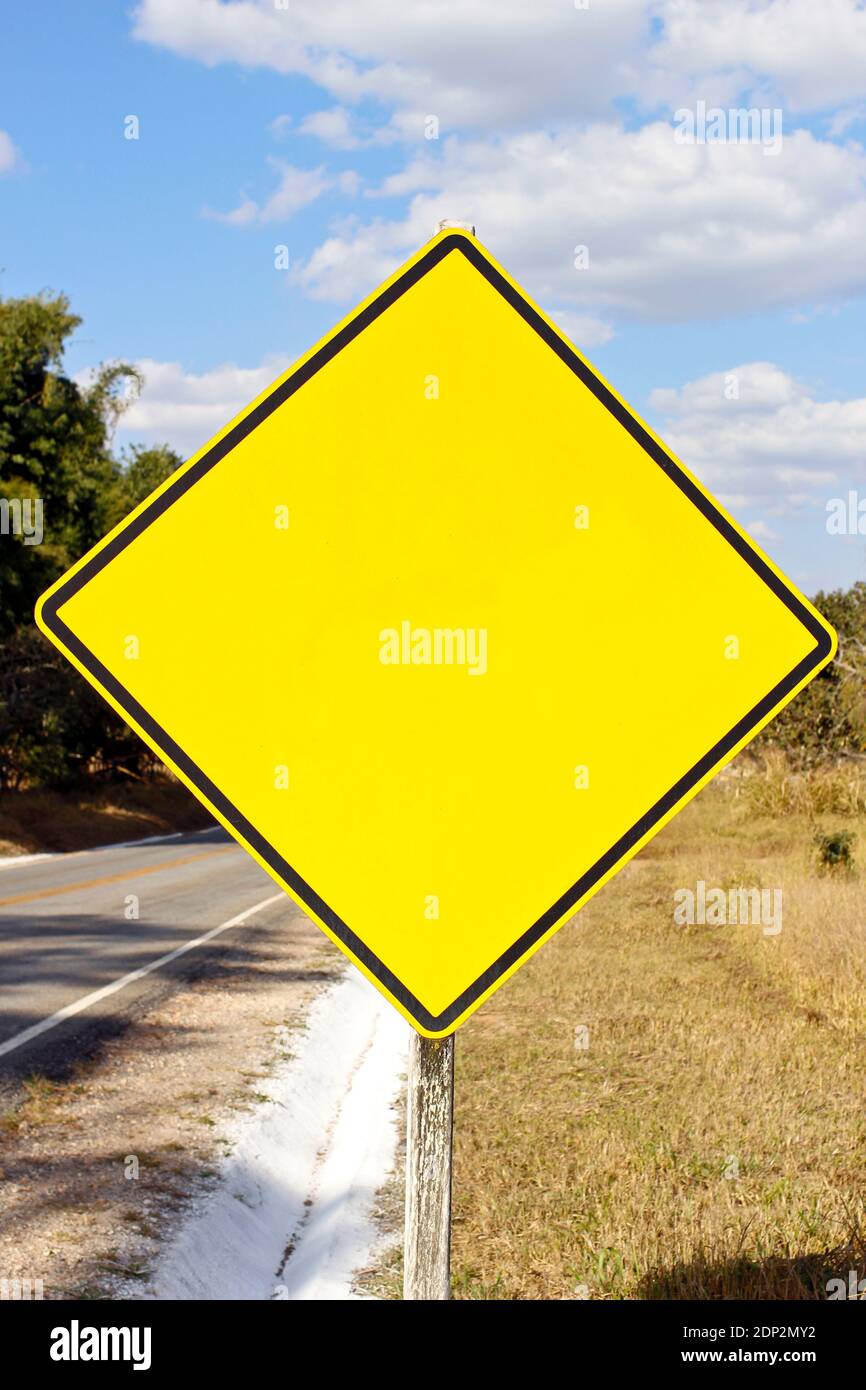 warning traffic sign sharp right curve Stock Photo