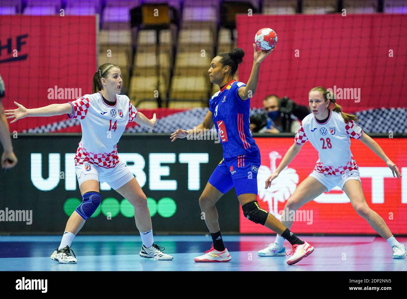 HERNING, DENMARK - DECEMBER 18: Oceane Sercien Ugolin of France during the Women's EHF Euro 2020 match between France and Croatia at Jyske Bank Boxen Stock Photo