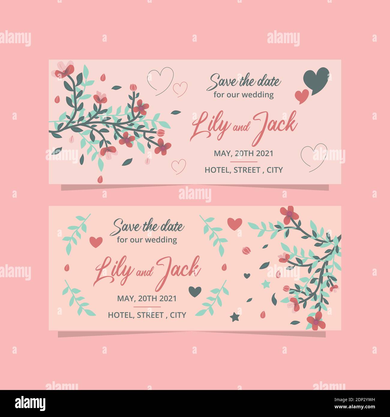 Floral wedding banner collection. Wedding banner template with floral