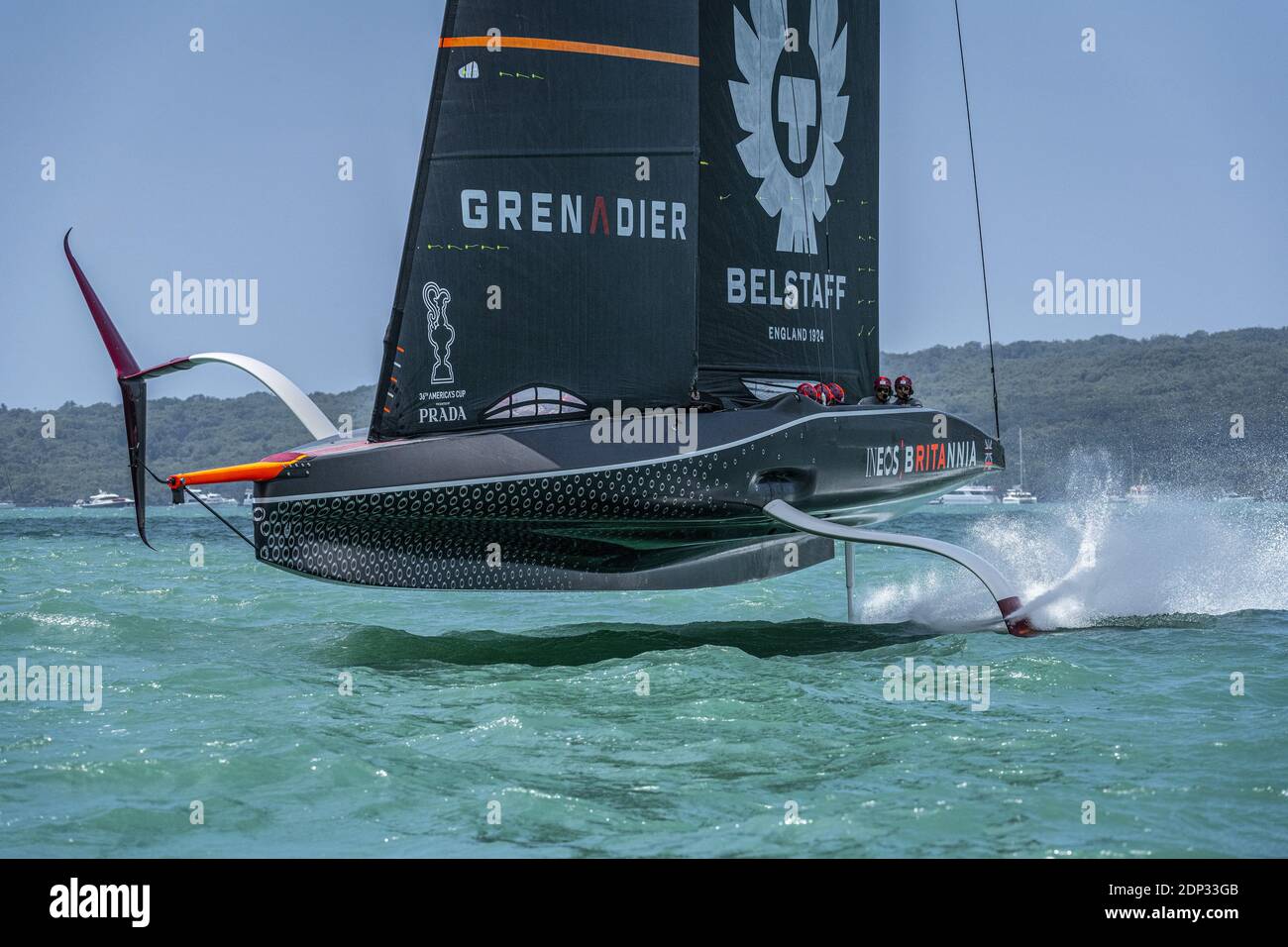 INEOS Team UK Britannia before their first race of the day against Emirates Team New Zealand during the Prada America&#039;s Cu / LM Stock Photo