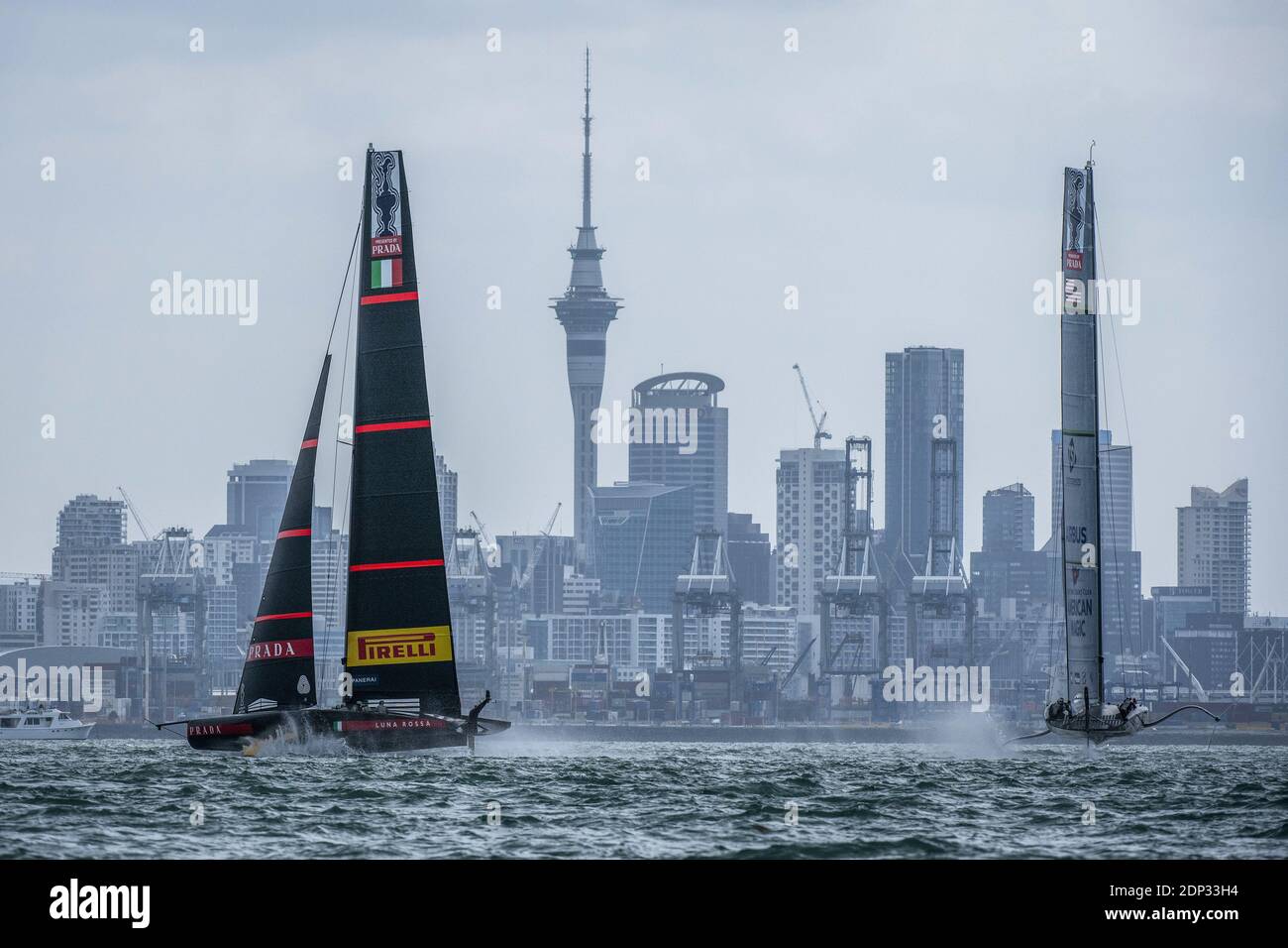 Luna Rossa Prada Pirelli in pre race manouvers with American Magic for their second match of the day during the Prada America&# / LM Stock Photo