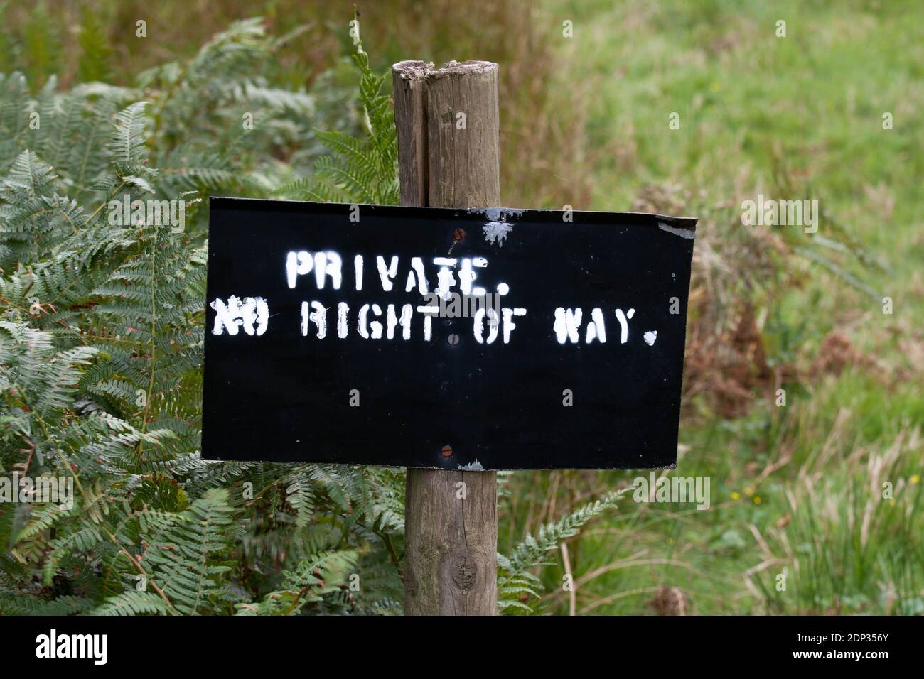 Private land no right of way sign Stock Photo