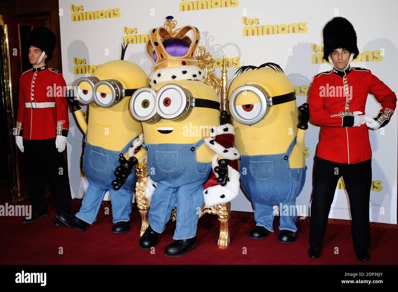 The Minions (Stuart, Kevin and Bob) attending the premiere for the film  Minions (Les Minions) at